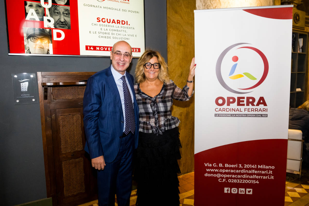 Pasquale Seddio, Presidente Opera Cardinal Ferrari Onlus con Manuela Ronchi, CEO Action Agency