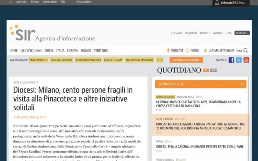 Visita alla Pinacoteca e altre iniziative solidali